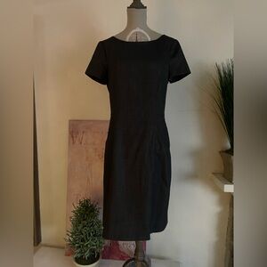Theory Charcoal Grey Cap Sleeve Dress in 99% Virgin Wool